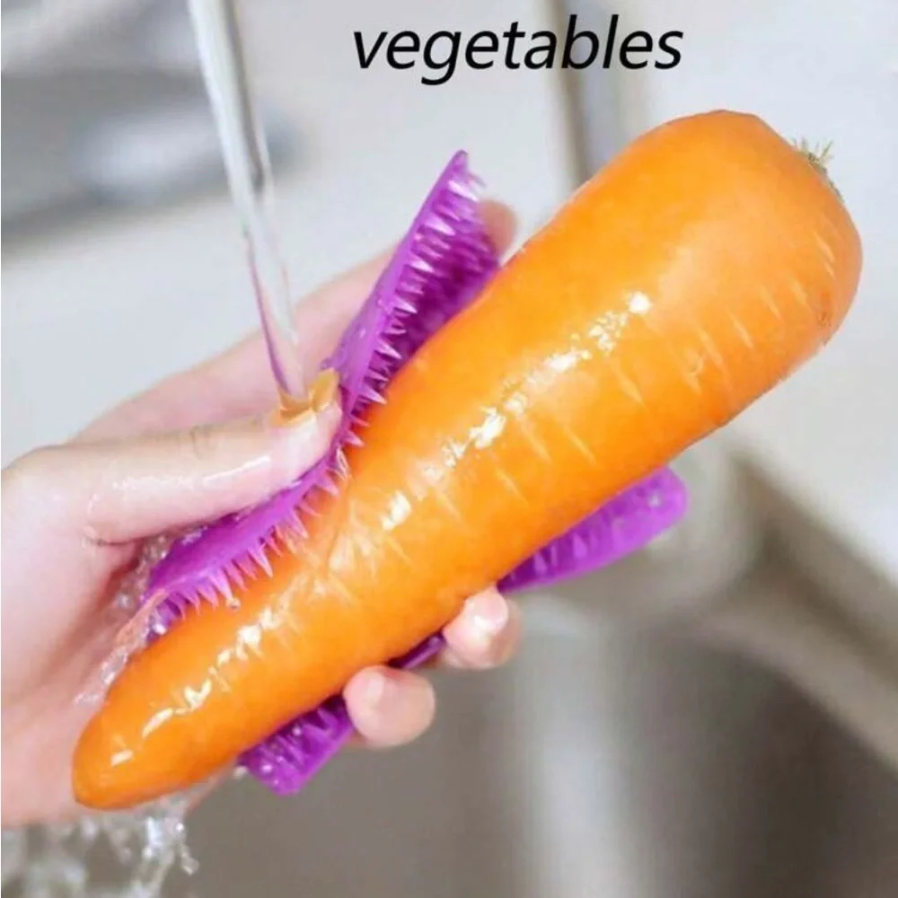 Silicone Fruit, Vegetable, and Dish Scrubber - White